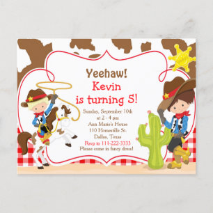 Cartão Postal Festa de Aniversário Country Yeehaw