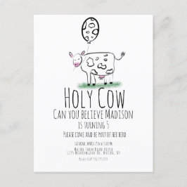 Cartão Postal Festa de Aniversário da Fazenda Doodle Vaca  