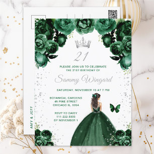 Cartão Postal Festa de Aniversário da Princesa de Cabelo Castanh