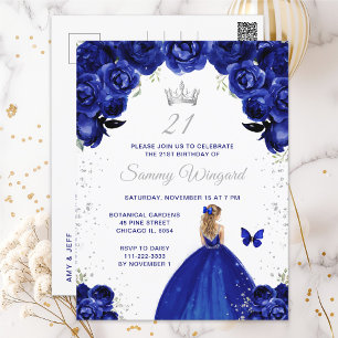 Cartão Postal Festa de Aniversário da Princesa de Cabelo Loiro A
