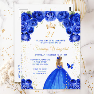 Cartão Postal Festa de Aniversário da Princesa de Cabelo Loiro A