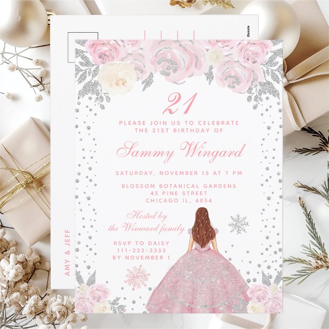 Cartão Postal Festa de aniversário da Princesa do Cabelo Marrom, (Criador carregado)