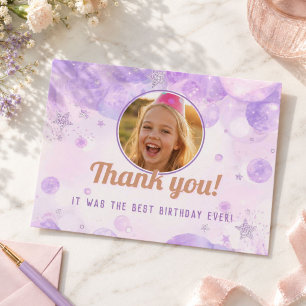Cartão Postal Festa de Aniversário das Meninas com Foto Roxa Bri