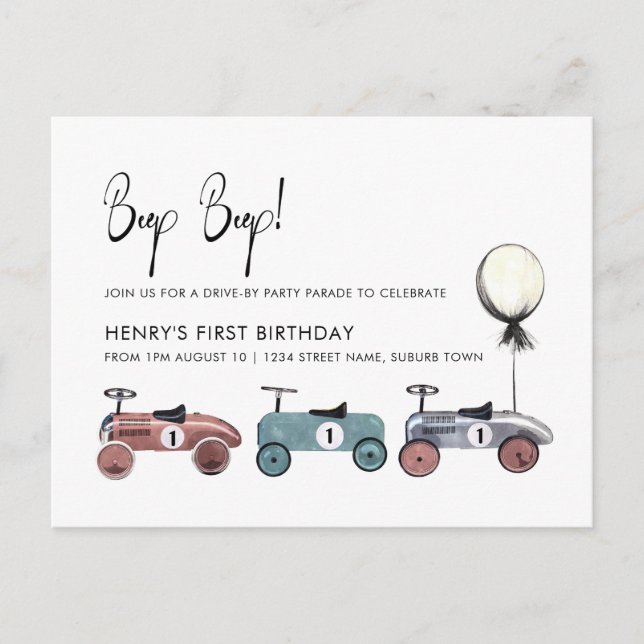 Cartão Postal Festa de Aniversário de 1º Aniversário de Quarente (Frente)