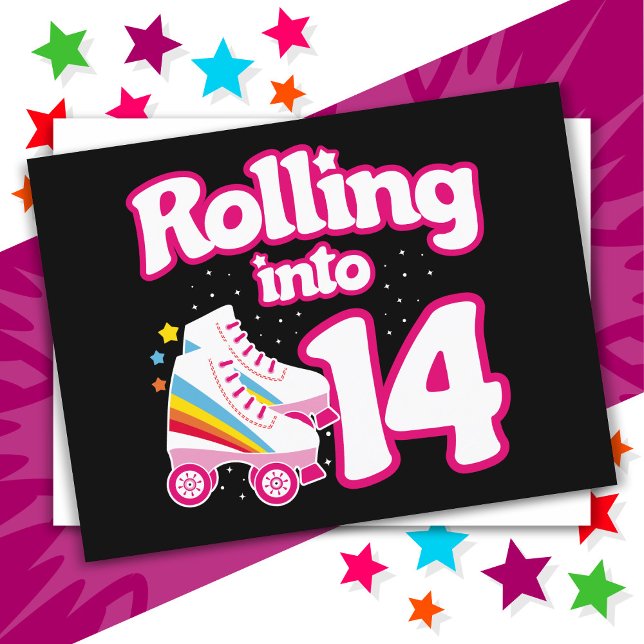 Cartão Postal Festa de Aniversário de 14 Anos de Patinação Patin (Criador carregado)