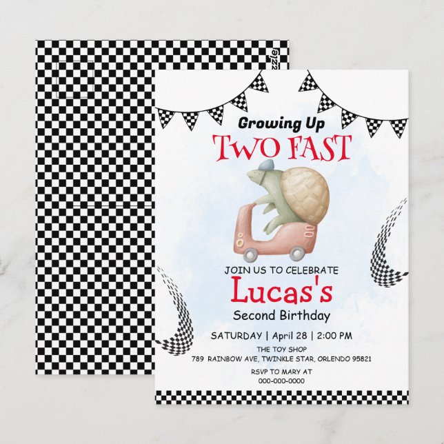 Cartão Postal Festa de Aniversário de 2 anos da bicicleta tartar (Frente/Verso)