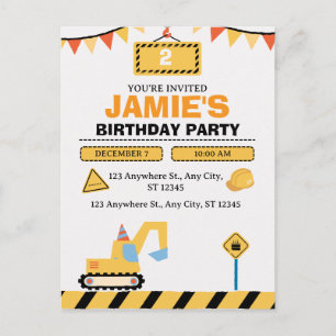 Cartão Postal Festa de Aniversário de 2 anos do Menino com Camin