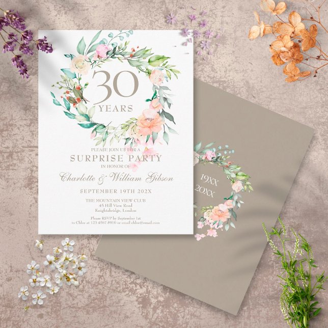 Cartão Postal Festa de Aniversário de 30 Anos de Casamento Flora (Criador carregado)