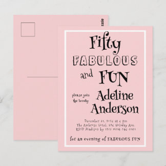 Cartão Postal Festa de Aniversário de 50 anos Rosa Moderna e Fab
