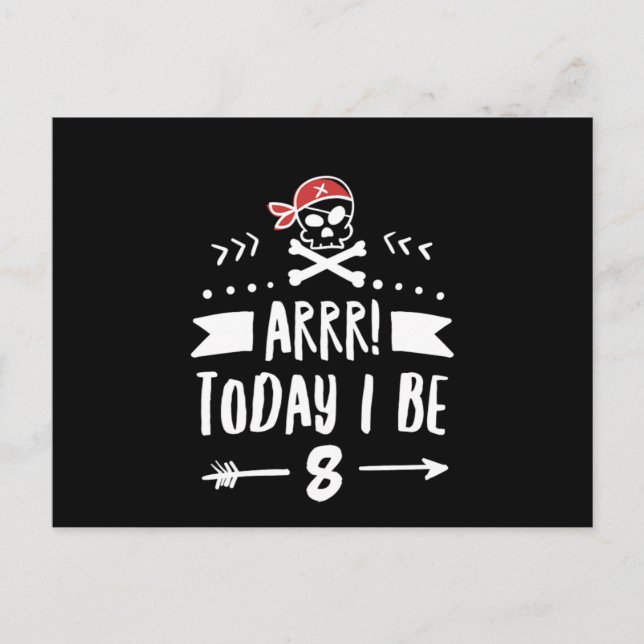 Cartão Postal Festa de Aniversário de 8 Anos de Pirata Arrr Hoje (Frente)