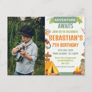 Cartão Postal Festa de Aniversário de Acampamento para crianças 
