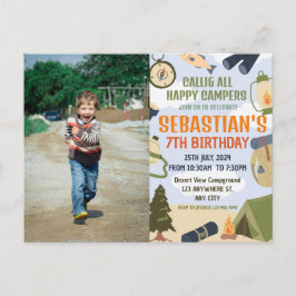 Cartão Postal Festa de Aniversário de Acampamento para crianças