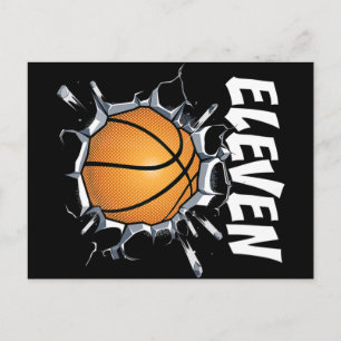 Cartão Postal Festa de Aniversário de Basquete de Menino de 11 A