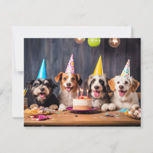 Cartão Postal Festa de Aniversário de Cachorros
