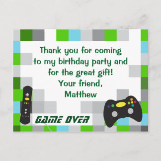 Cartão Postal Festa de aniversário De Caminhão De Jogo Obrigado