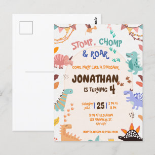 Cartão Postal Festa de Aniversário de Dinossauro