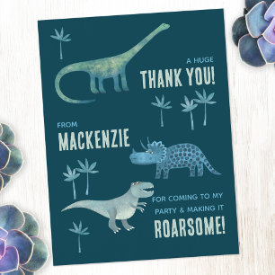 Cartão Postal Festa de aniversário De Dinossauro Obrigado