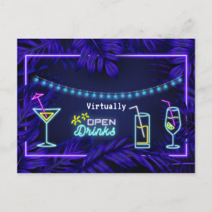 Cartão Postal Festa de Aniversário de Drinks Virtuais Neon Adult