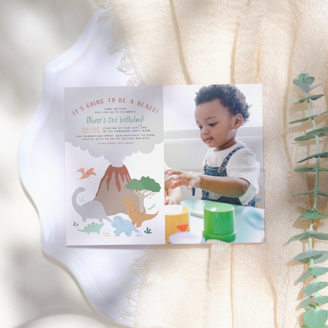 Cartão Postal Festa de aniversário de Fotografias do Dinossauro  (Criador carregado)