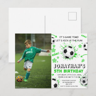 Cartão Postal Festa de Aniversário de Futebol Infantil
