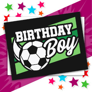 Cartão Postal Festa de Aniversário de Futebol para Crianças Meni
