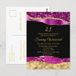 Cartão Postal Festa de Aniversário de Lágrimas de Glamour Roxo e