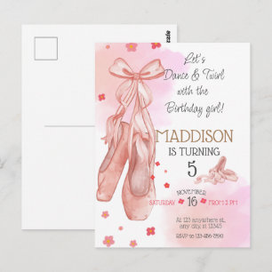 Cartão Postal Festa de aniversário de menina cor-de-rosa fofa de