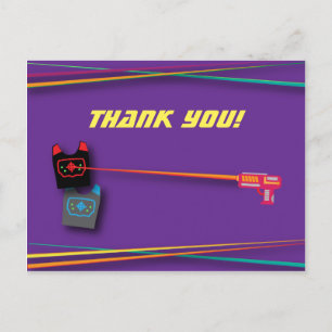 Cartão Postal Festa de Aniversário de Menina Roxa com Laser Tag 