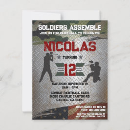 Cartão Postal Festa de Aniversário de Paintball Camuflagem Milit