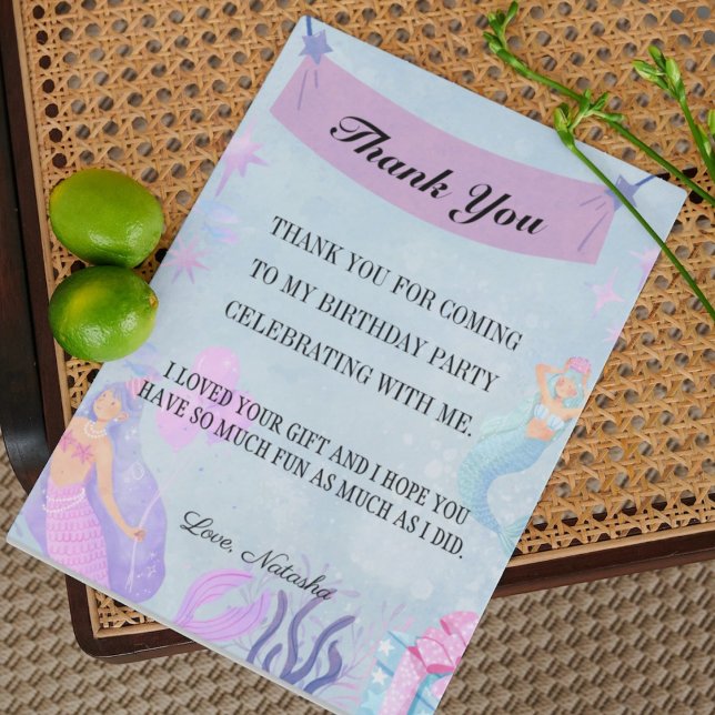 Cartão Postal Festa de aniversário de Sereia Azul|| obrigado de  (Criador carregado)