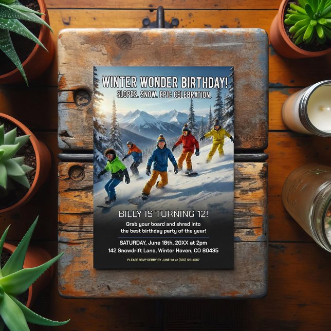Cartão Postal Festa de Aniversário de Snowboard Winter Wonder (Criador carregado)