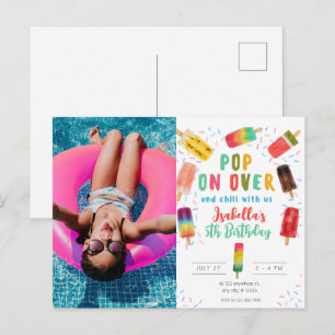 Cartão Postal Festa de aniversário de sorvete pop de verão na pi