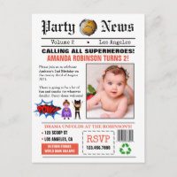 Festa de Aniversário de Super-Heróis de Jornal Fot