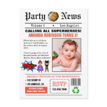 Festa de Aniversário de Super-Heróis de Jornal Fot