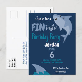 Cartão Postal Festa de Aniversário de Tubarão Fin-tástica Crianç