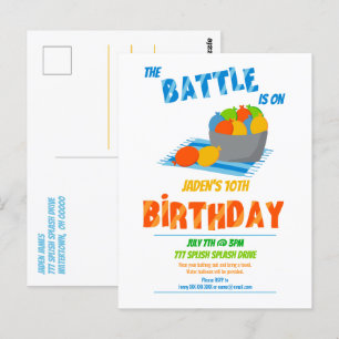 Cartão Postal Festa de Aniversário de Verão para Crianças com Ba