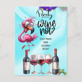 Cartão Postal Festa de Aniversário do Amante de Vinho Flamingo