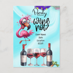 Cartão Postal Festa de Aniversário do Amante de Vinho Flamingo