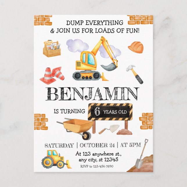 Cartão Postal Festa de Aniversário do Caminhão de Carga e da Esc (Frente)