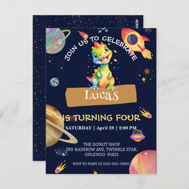 Cartão Postal Festa de aniversário do espaço da Galáxia do arco- (Frente/Verso)