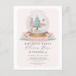 Cartão Postal Festa de aniversário do quebra-nozes de Natal rosa
