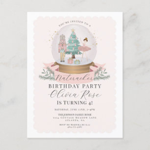 Cartão Postal Festa de aniversário do quebra-nozes de Natal rosa
