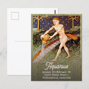 Cartão Postal Festa de Aniversário do Signo de Água de Aquário