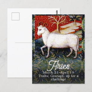Cartão Postal Festa de Aniversário do Signo de Áries o Carneiro