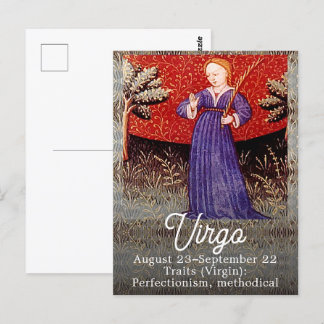 Cartão Postal Festa de Aniversário do Signo de Virgem a Virgem