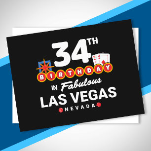 Cartão Postal Festa de Aniversário em Las Vegas - 34º Aniversári