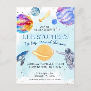 Cartão Postal Festa de aniversário Espacial do Astronauta