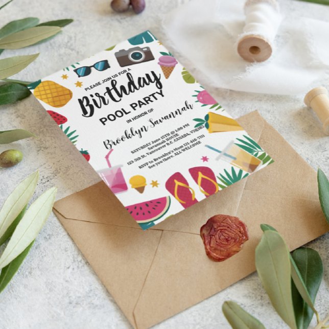 Cartão Postal Festa de Aniversário Extravagante Summer Splash na (Criador carregado)