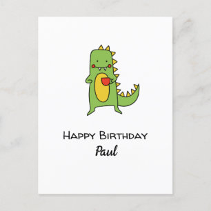 Cartão Postal festa de aniversário feliz de dinossauros personal