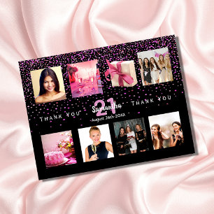 Cartão Postal Festa de aniversário foto colagem obrigado preto